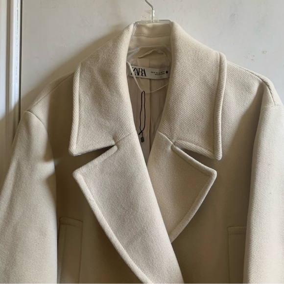 NWT Zara beautiful wool blend oversized vanilla cream jacket coat size XS - Picture 6 of 11